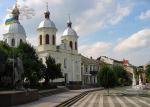 Trynity church on the market square in Berezhany, Ukraine