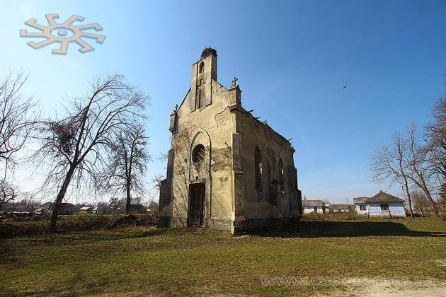 Old and abandoned catholic church in Ilavche, Ukraine