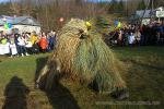 The battle of straw bears  during the pagan ritual of Malanka in the village of Beleluya in Western Ukraine