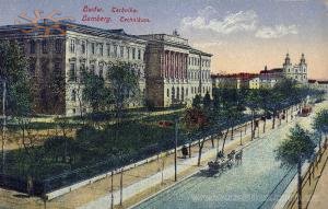 Старая открытка с видом Львовской Политехники